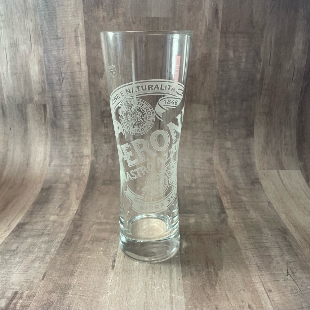 Peroni Nastro Azzurro Etched Beer Glass Tall Excellent Condition EUC 0.4 l